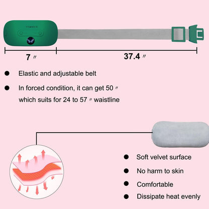 Portable Cordless Heating Pad, Electric Waist Belt Device, Fast Heating Pad with 3 Heat Levels and 3 Massage Modes, Back or Belly Heating Pad, Gift for Her, Women and Girl