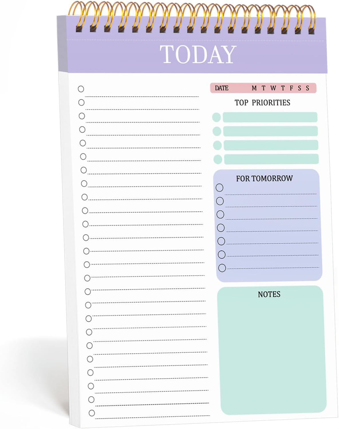 to Do List Notepad, Undated Daily Planner, 120 Pages, 6.7 x 9.8 in | 100 GSM FSC Paper, Plastic Cover, Spiral Bound, Tear-Off Pages, Task Checklist Layout For Home Office School Supplies