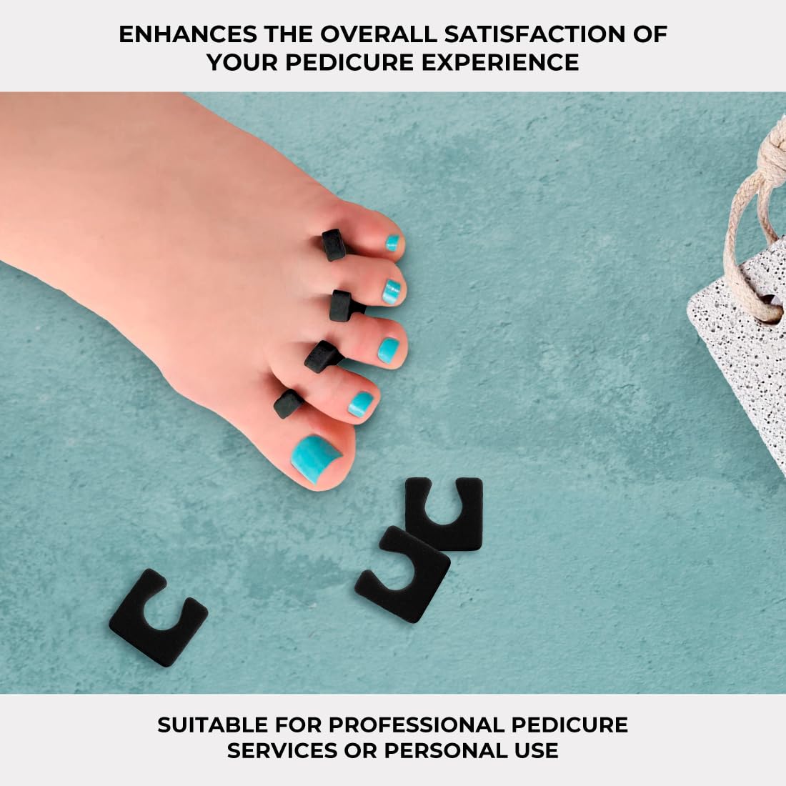 ForPro Sole Toe Separators - Black Luxurious Foam Separators - Individual Toe Separators for Pedicures â€“ 144-Count