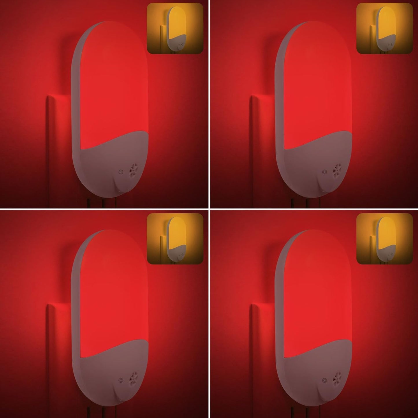 670nm Red & Amber Light Night Light for Sleep[2 Pack] - Zero Blue Light, with Dusk to Dawn Sensor Auto On/Off LED Red Night Light Plug into Wall for Nursery Bedroom Bathroom