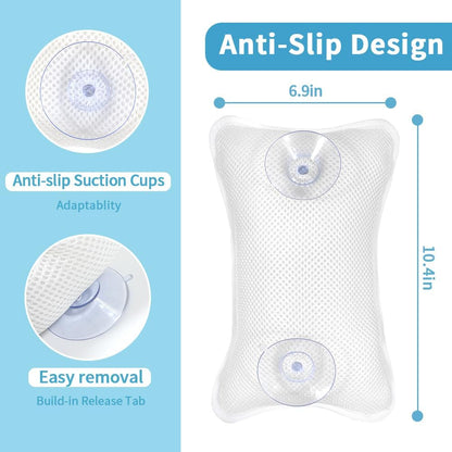 Luxury Bath Pillows for Tub, Slip Resistant Waterproof Bath Pillows for Tub Neck and Back Support with 2 Strong Suction Cups, Relaxing Spa Essentials