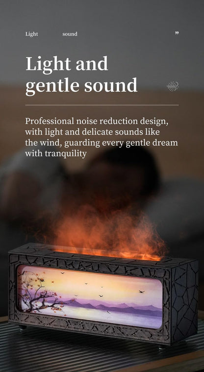 Fireplace Flame Essential Oil Diffuser, 280ml Aromatherapy Humidifier with Remote Control, 7 Color LED Lights, Ultrasonic Aroma Diffuser for Home Bedroom Office Yoga Spa, White
