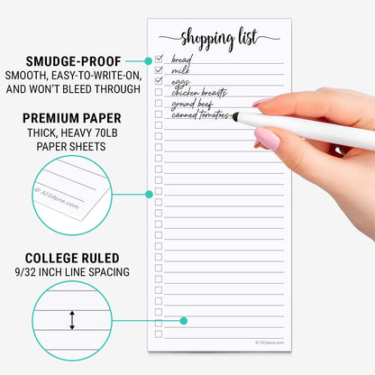 321Done To Do List Notepad, 2-Pack 50 Sheets Each, 3.7x8.5 College Ruled Pad, 70lb Matte Paper, Note Pad for Shopping List, Checklist To-Dos Tasks Planning for Home Office, Made in USA