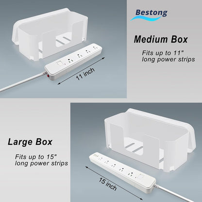 Power Strip Hider Box Cable Management Organizer Set Large & Medium Black