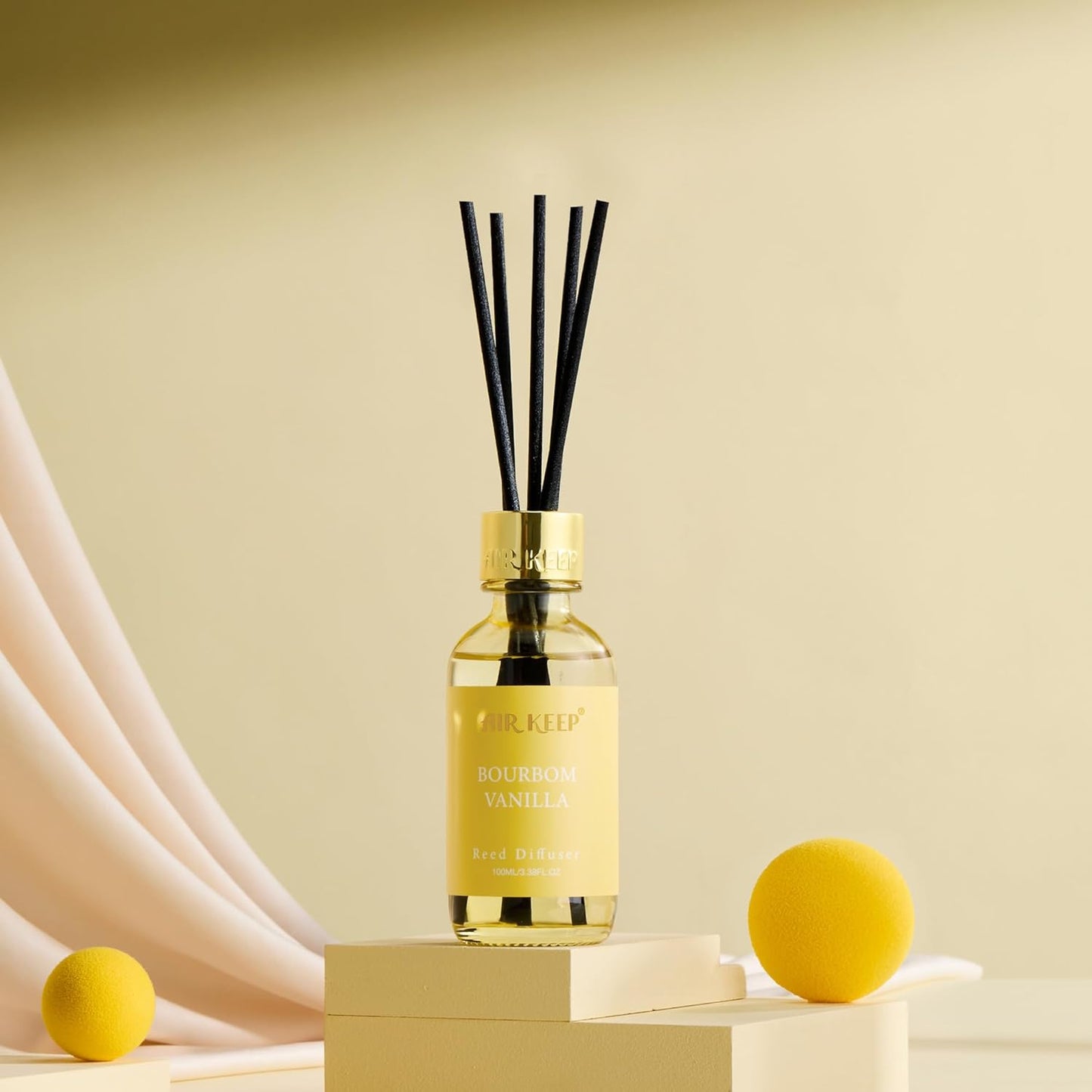 Airkeep Reed Diffuser Oil Set with Reed Sticks,Citrus Aromatherapy Oil Scent Diffuser for Home Office Bathroom Decoration Perfume and Gifts 3.38oz/100ml