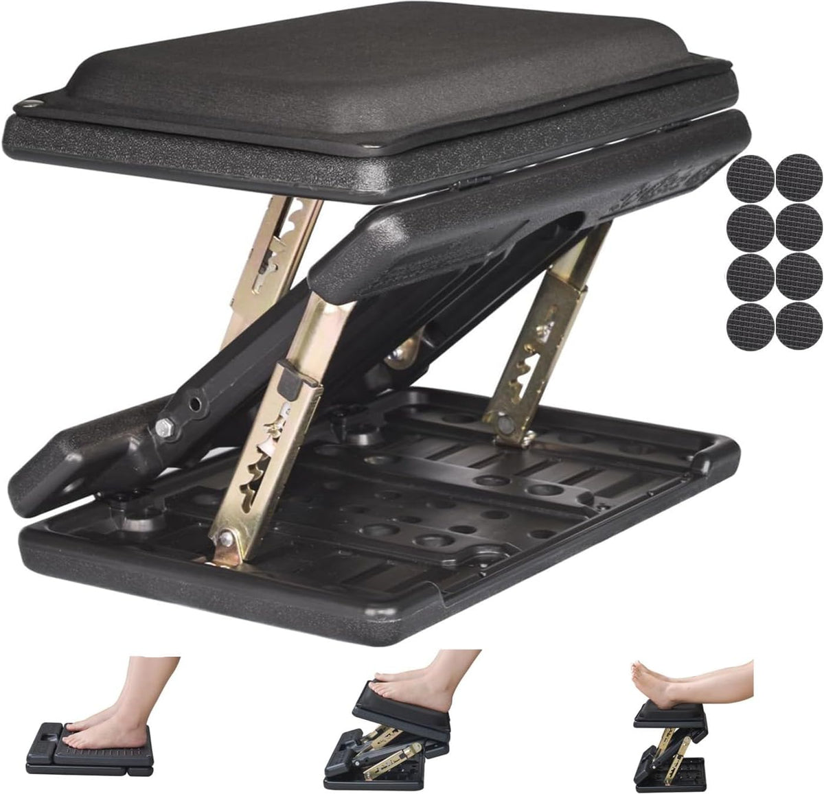 Under Desk Footrest, 4-Level Height Adjustable 12Modes Foldable Footrest