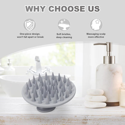 Meartchy Silicone Scalp Massager Shampoo Brush, Scalp Brush for Hair Growth & Dandruff Removal, Hair Scrubber Scalp Stimulator Exfoliator Brush with Soft Bristles for Wet Dry Scalp Care (Black)