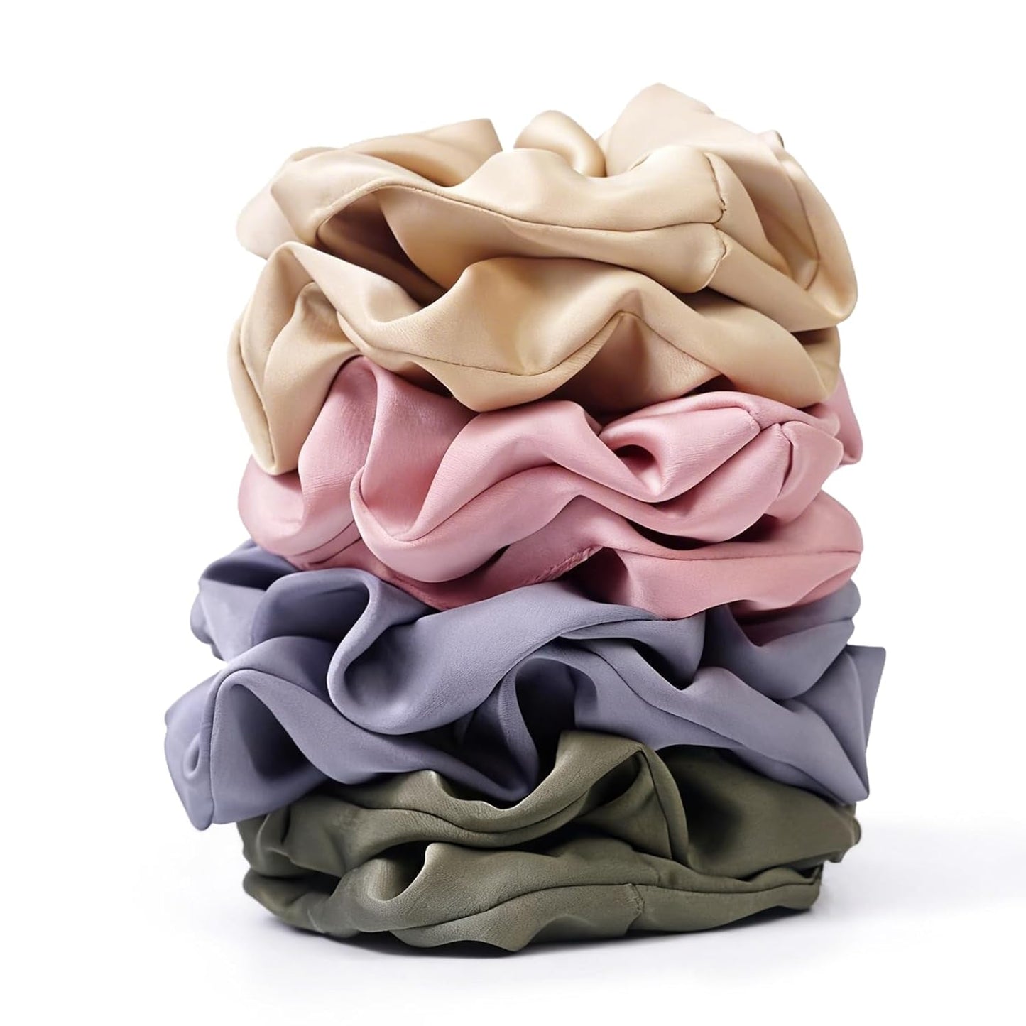Satin Scrunchies for Women – 8PCS Blush & Brown Silk Hair Ties Set – No Crease, Frizz-Free, Gentle Elastic Hair Bands, Soft & Stylish Everyday Hair Accessories Gifts
