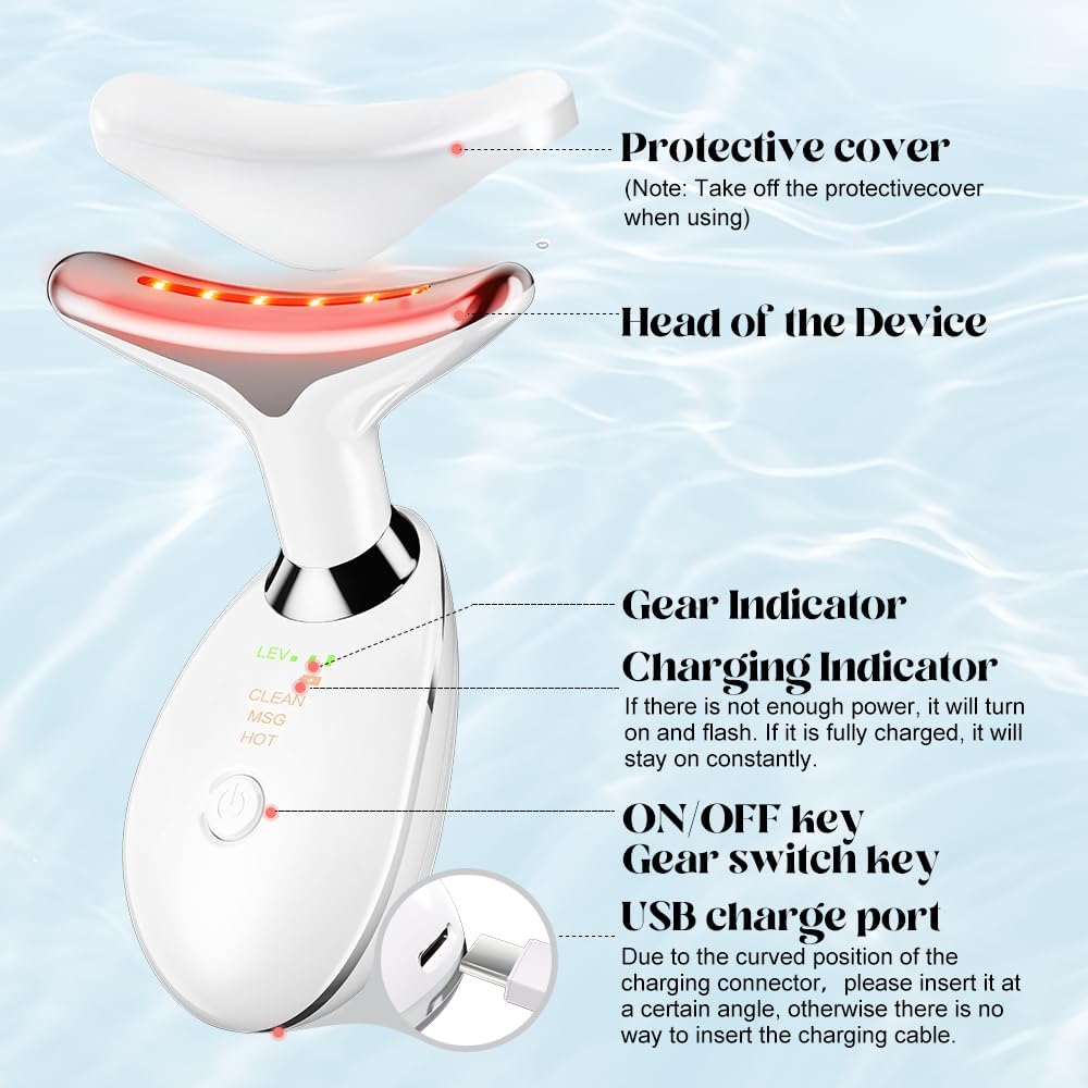 Neck Face Massager Tool, 3-in-1 Portable Facial Massager, Face Sculpting Tool at Home for Skin Care with Vibration (White)