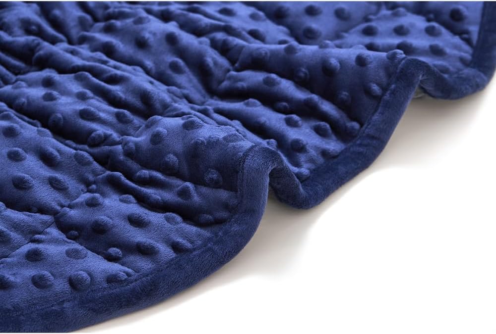 TONGDADA Weighted Lap Blanket 7lbs for Adult,Perfect for Relaxation, Lounging, Napping, Sleeping & Travel,Luxury Minky Weighted Body Blanket,Weighted Throw Blanket-Dark Grey Minky Dot, 29" x 24"