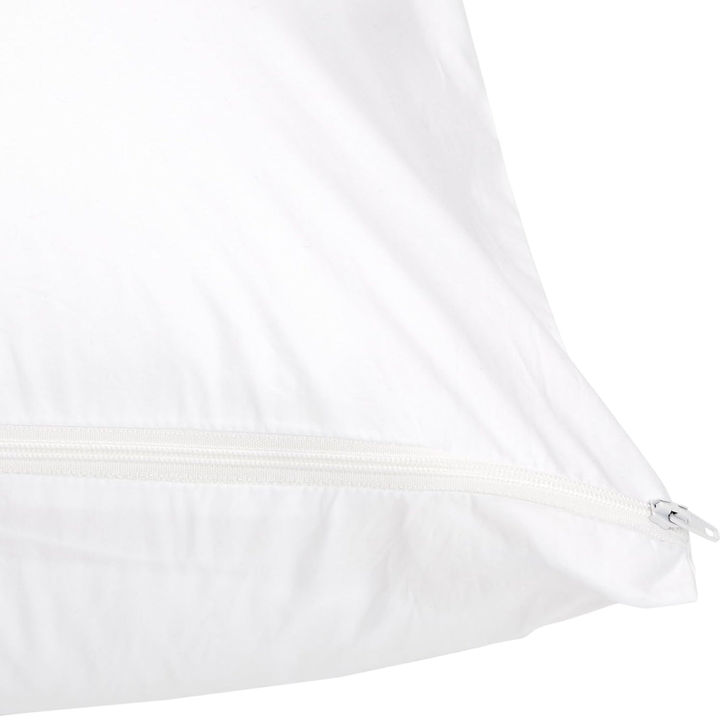 Amazon Basics Standard Breathable 100% Cotton Hypoallergenic Pillow Protector with Zipper, Machine Washable, White, 27 x 21 Inches, Pillows Not Included