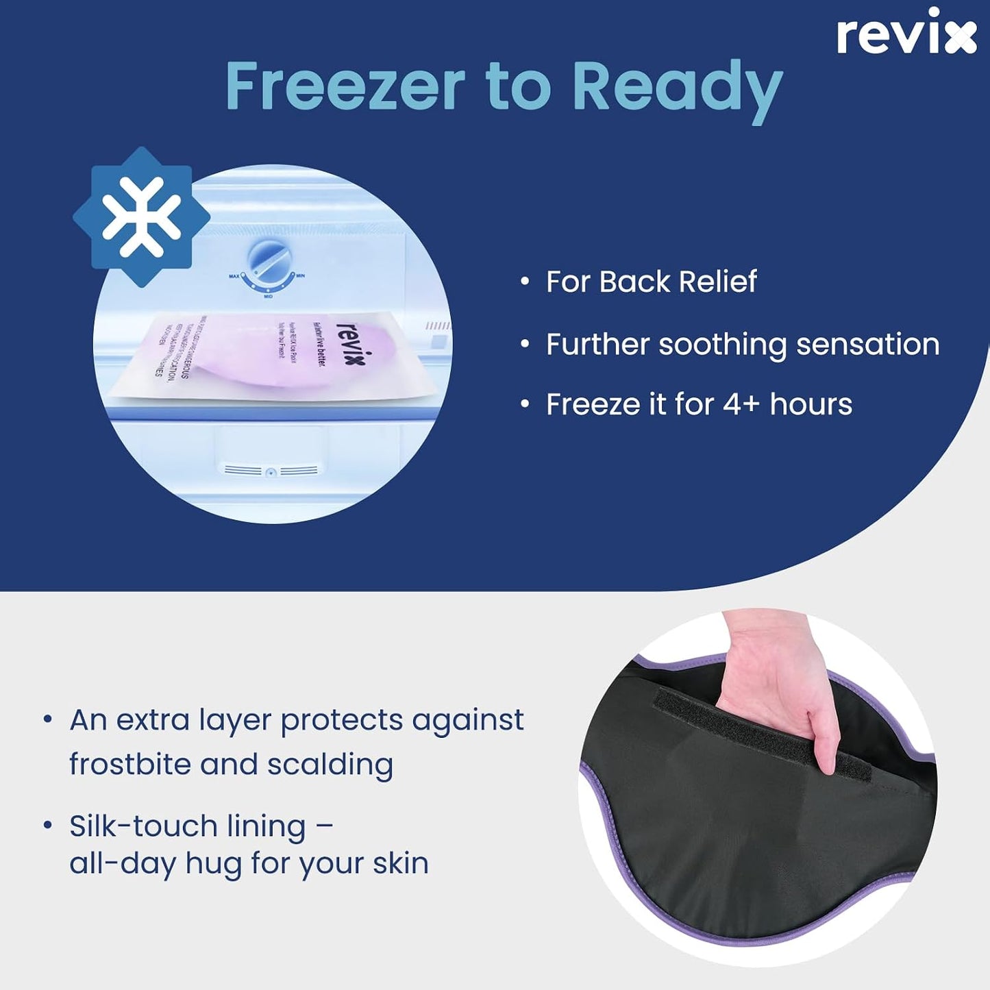 REVIX Extra Large Ice Pack for Back, 2 Packs, Reusable Gel Ice Pack Wrap for Lower Back, 13.4” x 11”, Cold Compress Therapy for Waist, Lumbar Discomfort Relief, Muscle Relaxation, Blue