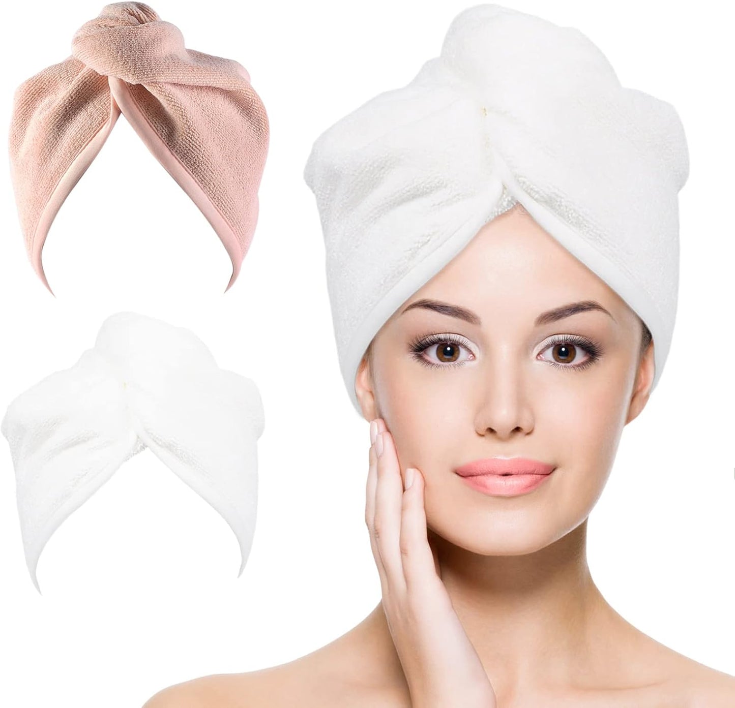 YoulerTex Microfiber Hair Towel Hairs Wrap: 2 Pack 10X26 Hair Dryer Towels for Women Absorbent Turban Twist Drying Shower Cap Curly Hairs Products for Hair's Care Accessories (Navy Blue)