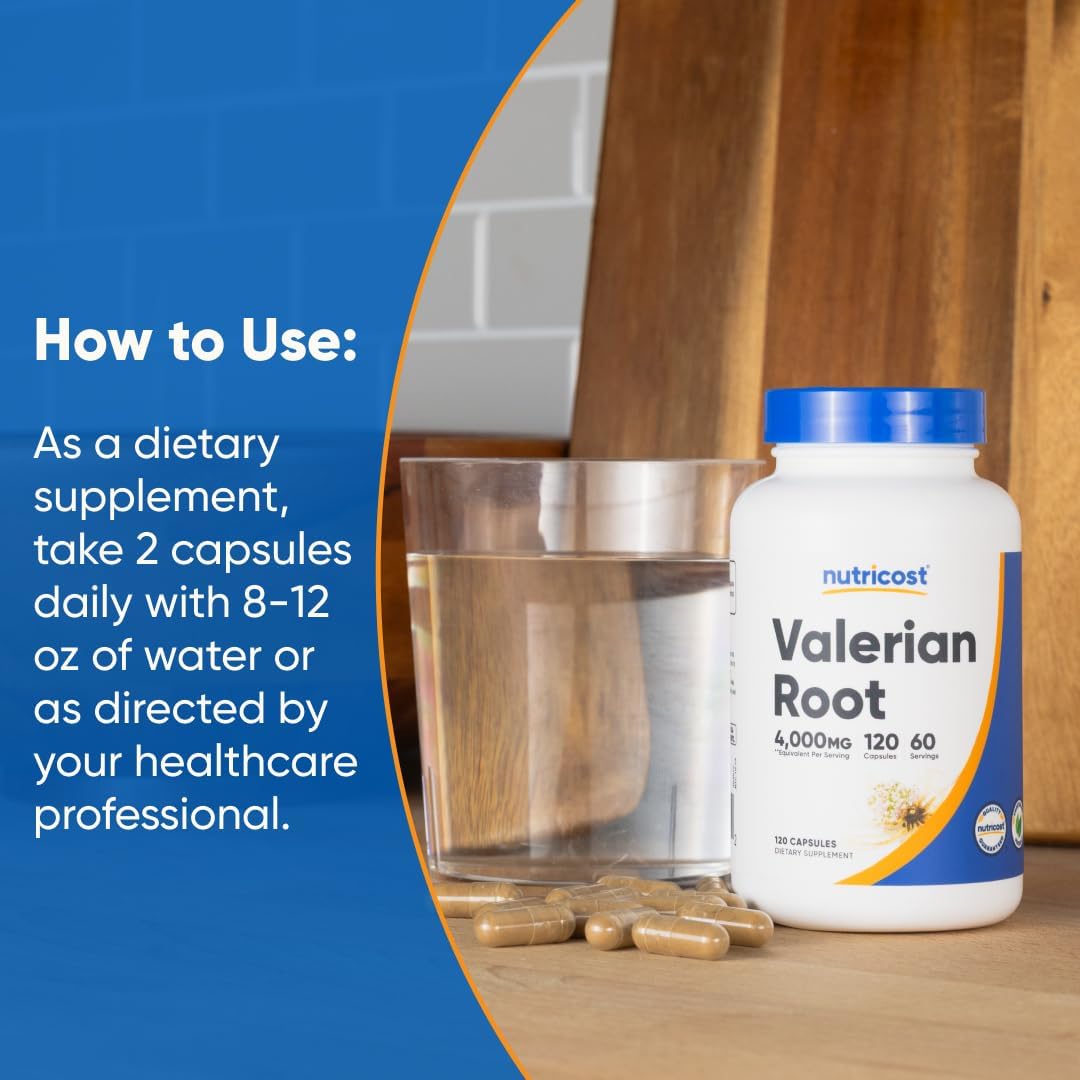 Nutricost Valerian Root Extract 120 Capsules for 60 Servings Per Bottle