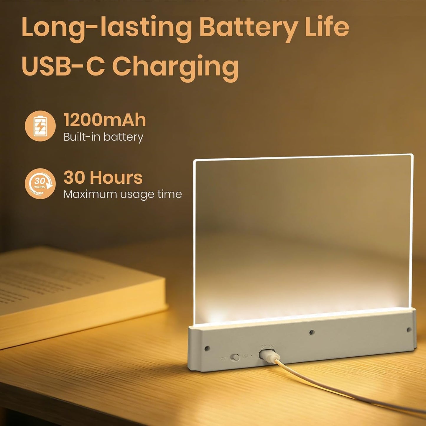 LED Book Light, 3 Color Temps & Stepless Dimming, Night Reading with Timer