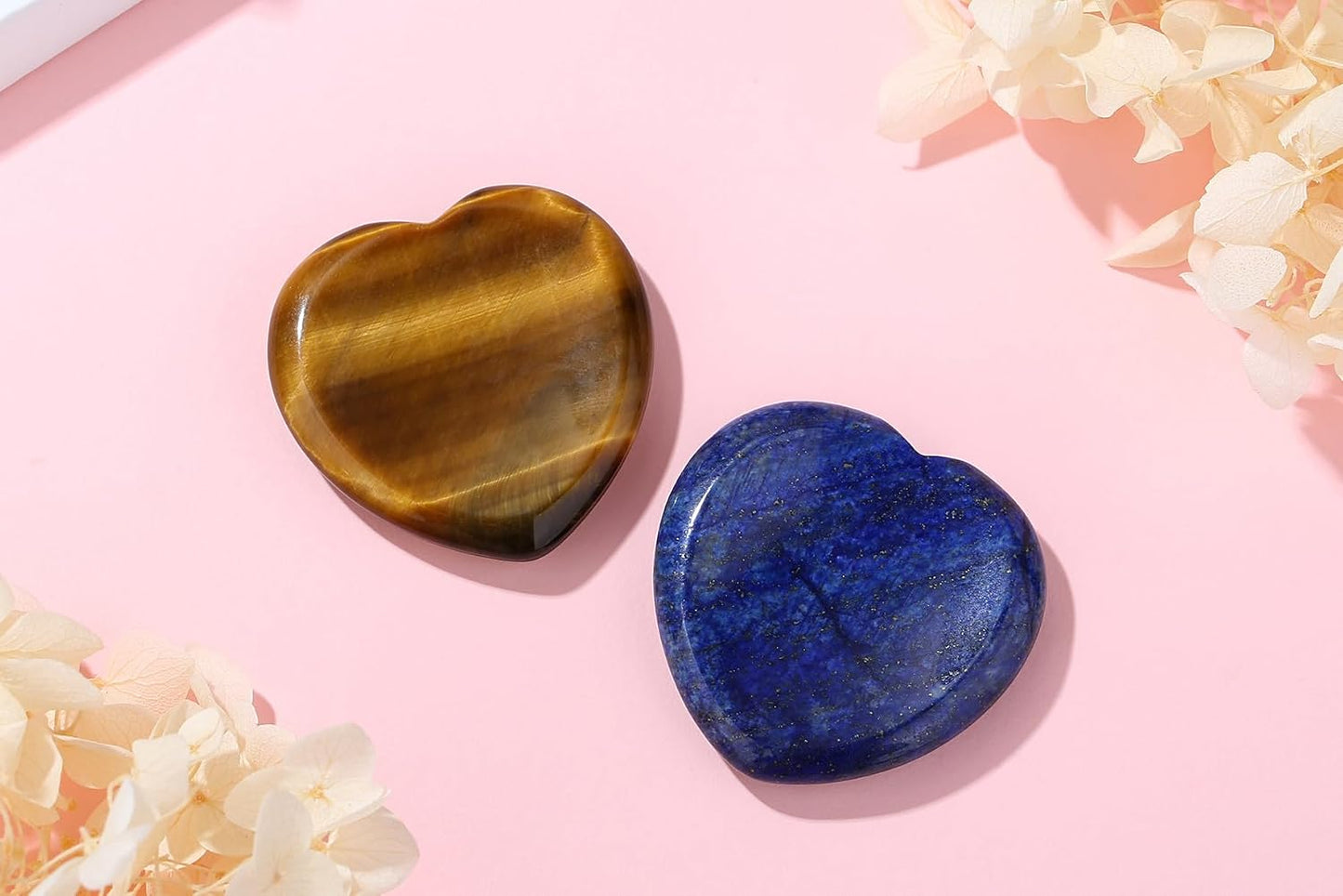 YATOJUZI Thumb Worry Stones for Anxiety Stress Relief Items Healing Crystals Natural Amethyst Rose Quartz Crystal Palm Pocket Stone Gemstones Meditation Reiki Spiritual Gifts for Women Men 2PCS