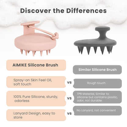AIMIKE Scalp Massager Shampoo Brush, Soft Silicone Scalp Scrubber, Scalp Brush/Exfoliator for Washing Hair Dandruff, Scalp Massager Hair Growth Stimulator, Wet Dry Scalp Hair Scrubber - Oatmeal