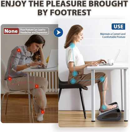 CasaZenith Foot Rest, Six Heights Adjustable Foot Rest for Under Desk at Work, Ergonomic Foots Stool for Under Office Desks, Under Desk Footrest with Foot Massage Roller, Chair Footrest for Leg Rests