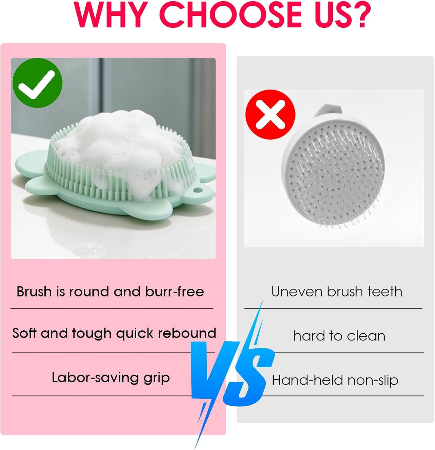 Baby Shower Brush,Kids Silicone Body and Back Exfoliating Mitt - Soft Bristles, Gentle Exfoliation, Cute Turtle Design Makes Children Love Bathing(Mint)