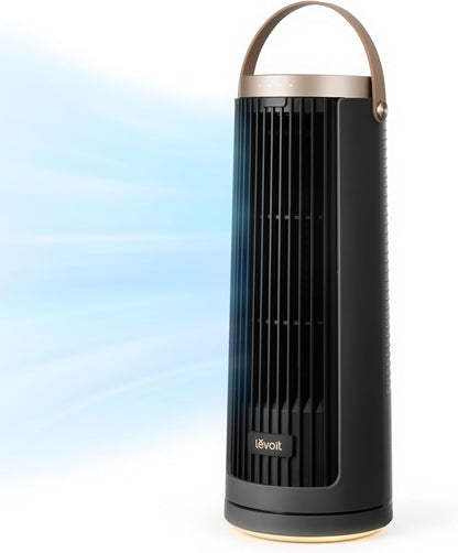 LEVOIT Tower Fan for Bedroom, 20dB Quiet Desk Fan with 23ft/s, Portable & Easy to Carry, 3-Angle & 5-Speed Mini Oscillating Fan, DC Motor, Bladeless, Remoter, 12H Timer, for Home, Room, Office, White