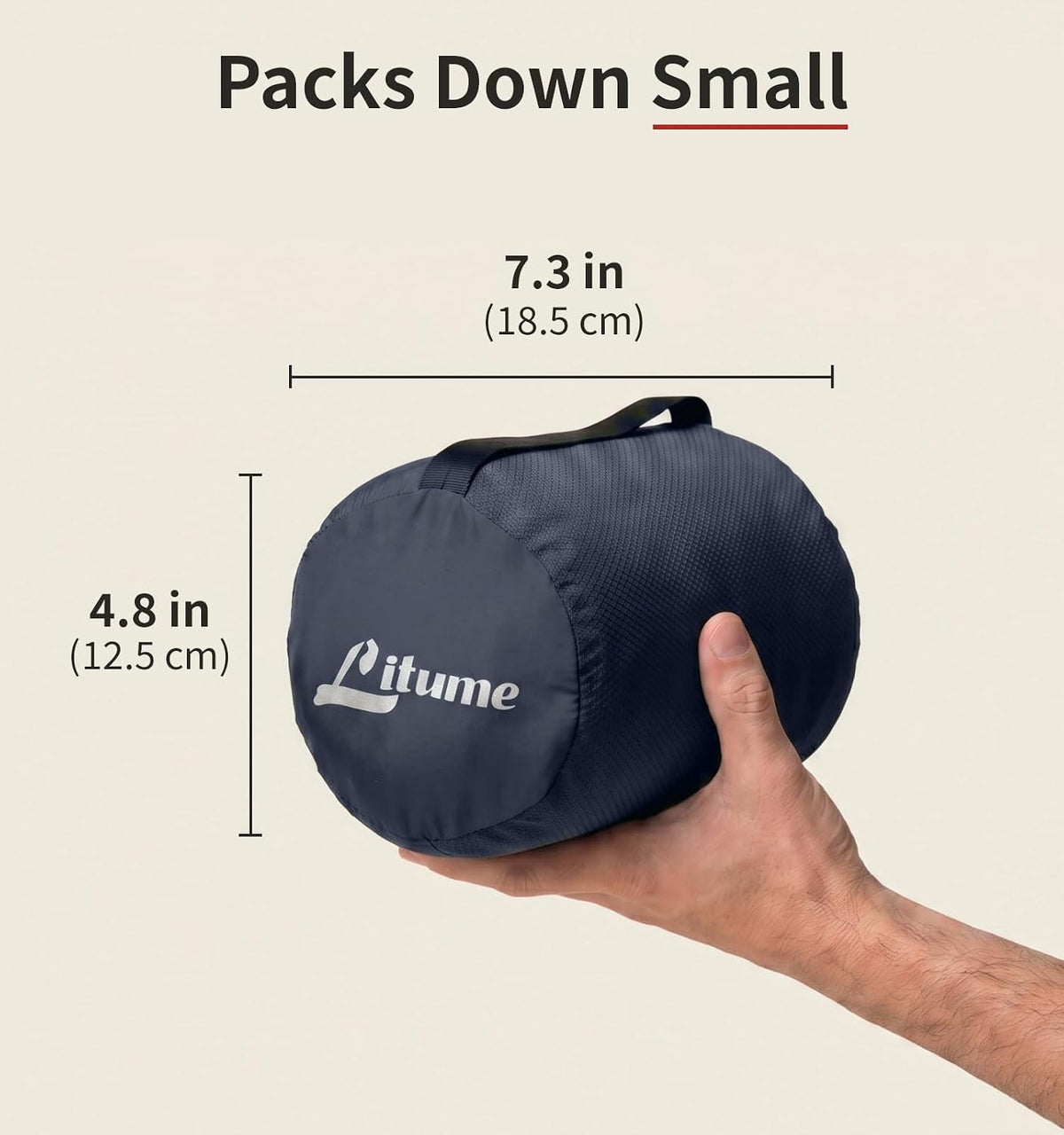 Litume Compact Travel Blanket for Airplane, Velvet, Dark Blue Gray