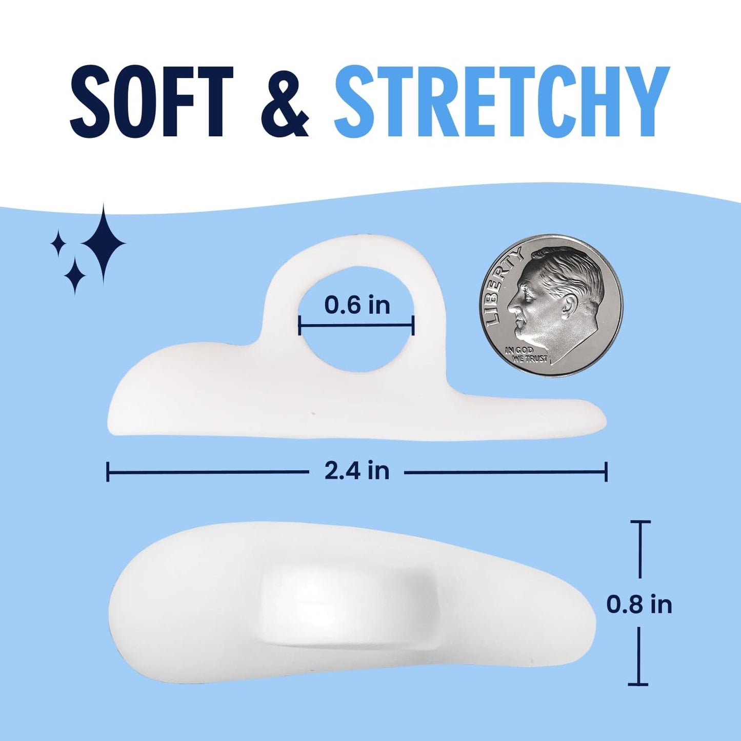 Dr. Frederick's Original Hammer Toe Corrector Gels - 2 Pairs - All-Day Relief for Crooked & Overlapping Toes - Soft Cushioning - Symptomatic Support for Toe Alignment - White - 3 Loop Design
