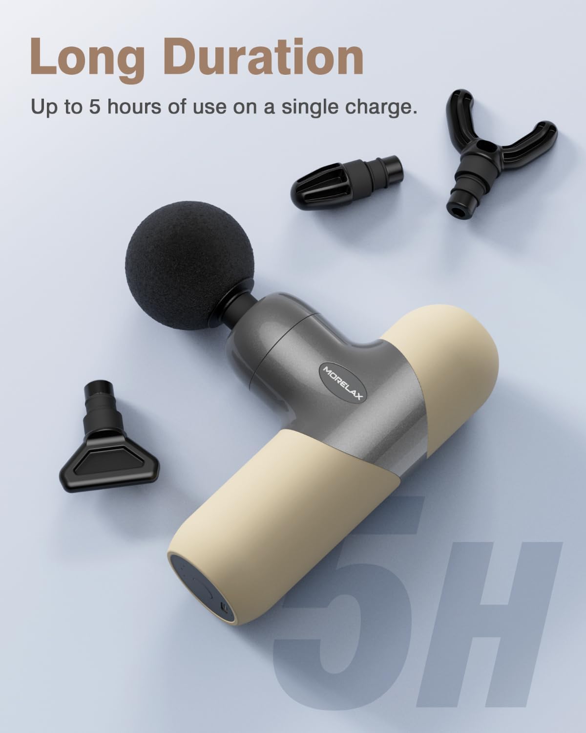 Morelax Mini Massage Gun Deep Tissue, Portable Percussion Muscle Massager for Whole Body Pain Relief, Electric Handheld Sport Massager with 6 Massage Heads 4 Speed, Best Gift (Silver Beige)