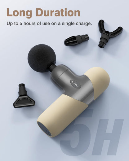 Morelax Mini Massage Gun, Percussion Muscle Massager for Back Pain Relief, Compact Sports Travel Massage Gun with 6 Massage Heads 4 Speeds, Gift for Her, Home, Athletes