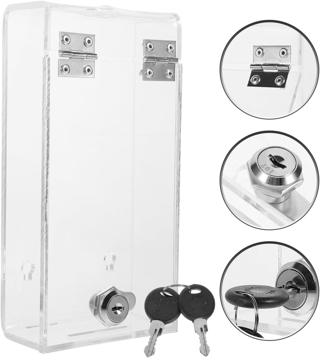 Mobile Phone Storage Box Clear Acrylic Locker with Lock and Key or Screw Style for Office Classroom Employee Cell Phone Security and Focus Enhancement 7.79X3.93X1.96 Inch