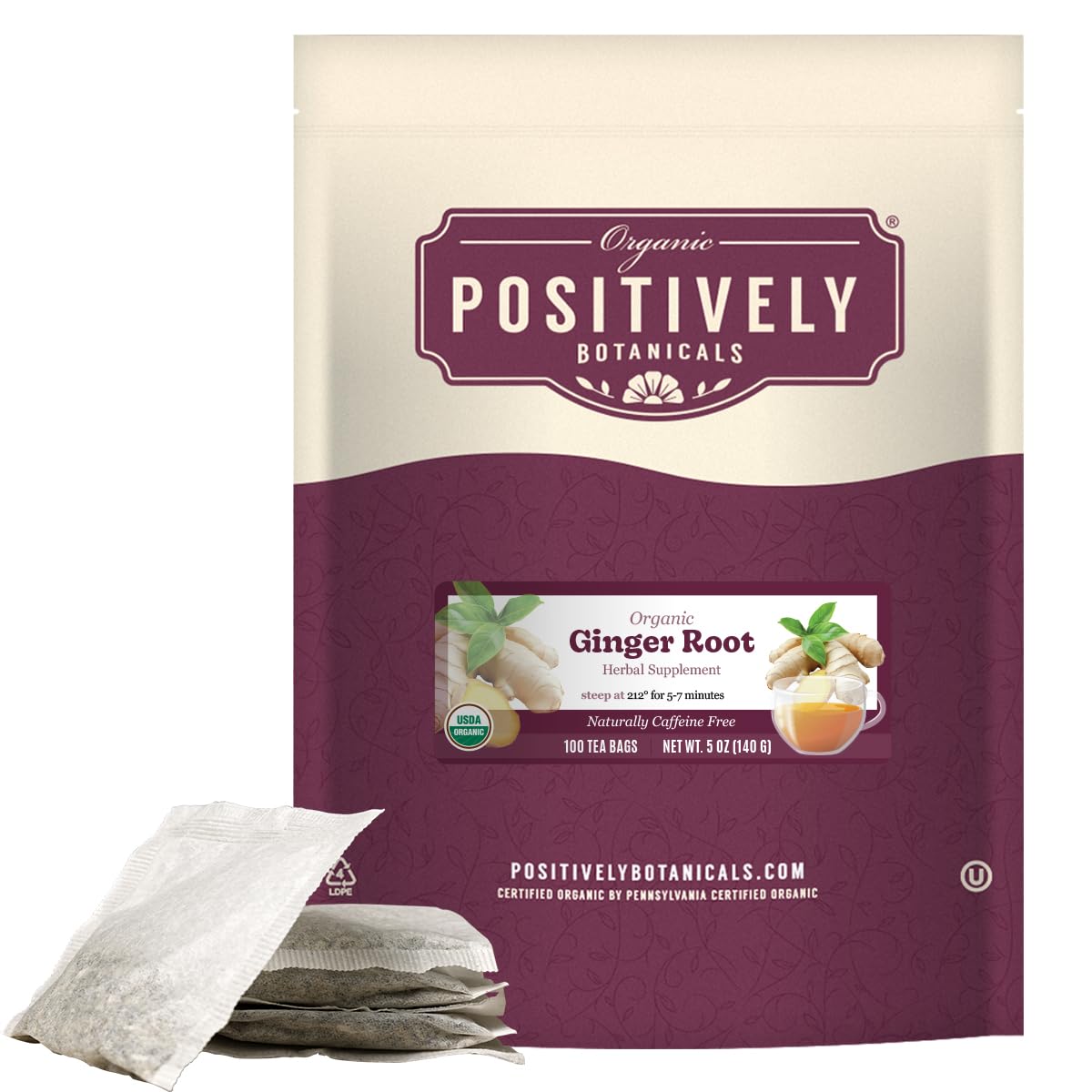 Organic Positively Botanicals Company, Milk Thistle Herbal Tea Bags, 20 Count