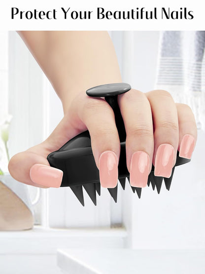 HEETA Scalp Massager Hair Growth, Soft Silicone Scalp Scrubber Shampoo Brush for Exfoliation, Dandruff Removal Head Massage Stress Relax, Wet & Dry Use for Thick Thin Curly Hair Care, Black