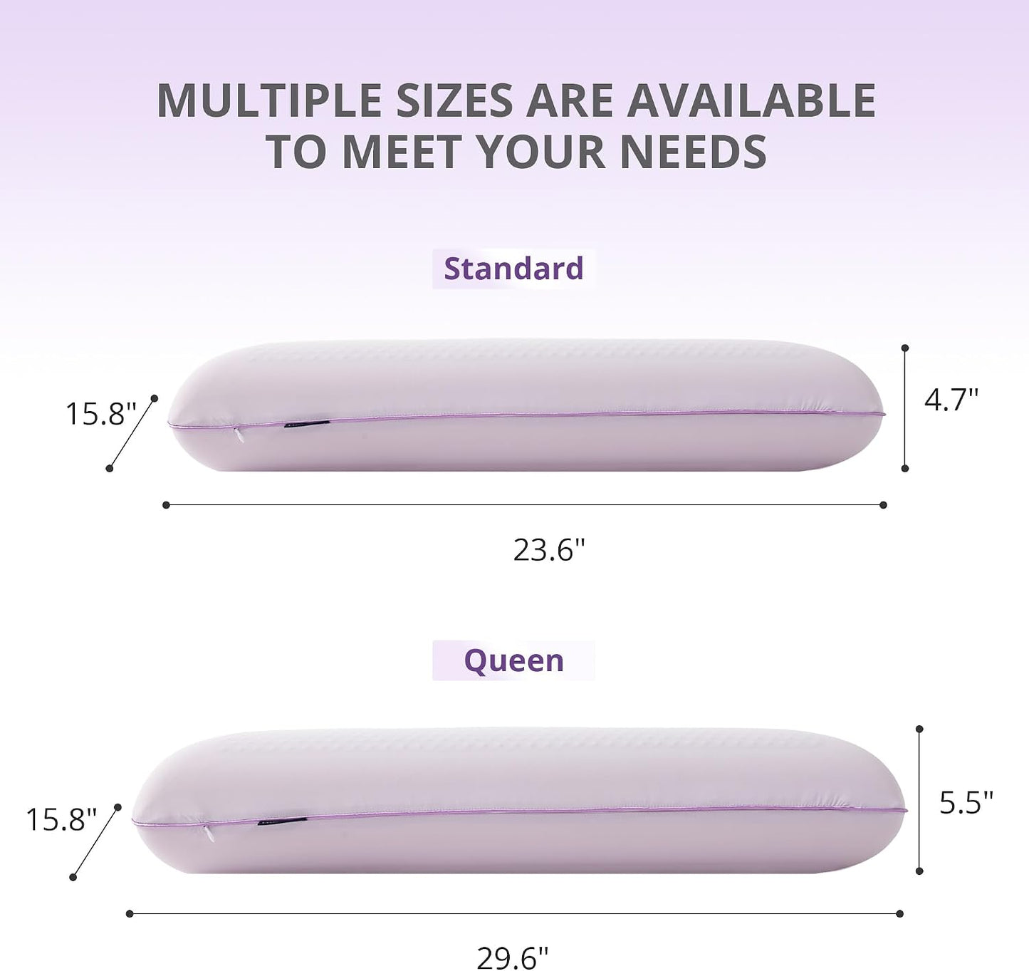 EGOHOME Cooling Gel Memory Foam Pillow - Reversible Cooling Cover, Neck Support for Side, Back and Stomach Sleepers, Removable & Machine Washable, All-Season Comfort, Standard Size, Purple