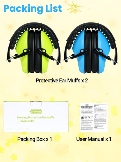 Dr.meter Ear Muffs for Noise Reduction: 27.4SNR Noise Cancelling Headphones for Kids Adults, EM100 Adjustable Hearing Protection Earmuffs for Monster Jam, Autism Sensory, Concerts, Fireworks- 3PACK