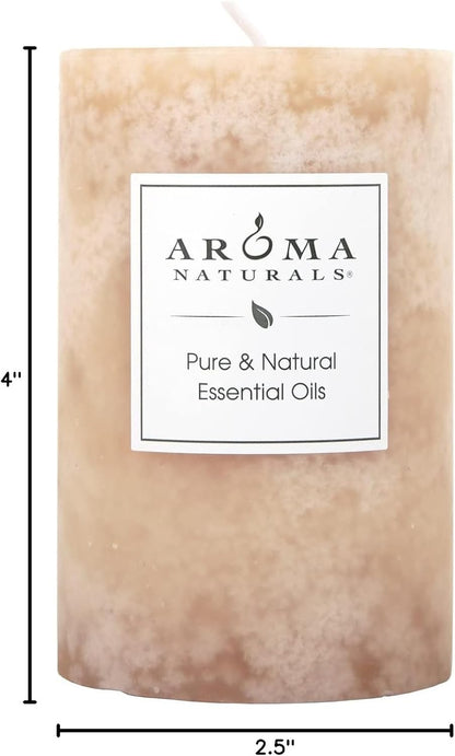 Aroma Naturals Essential Oil Orange and Lemongrass Scented Pillar Candle, Ambiance, 2.5 inch x 4 inch, Yellow