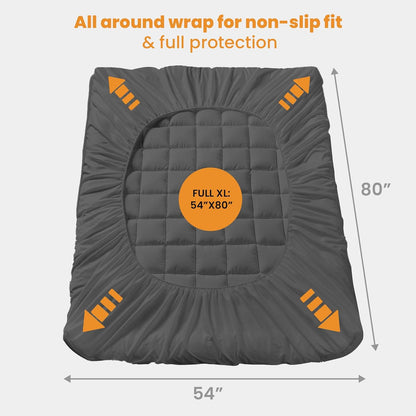 MATBEBY Queen Size Mattress Pad - Cooling Breathable Mattress Topper, Quilted Fitted Mattress Protector, Pillow Top Mattress Cover with 8-21" Deep Pocket, Soft, Machine Washable, White, 60x80 Inches