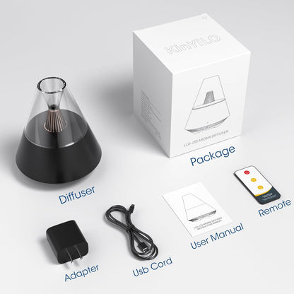 Ultrasonic Essential Oil Diffuser, 150ML Modern Aromatherapy Diffuser with Candle Light, 2 Mist Mode, Remote Control, Auto-Off, Small Cool Mist Humidifier for Home Bedroom Office Yoga, Black