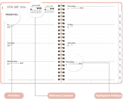 Planner 2026-2027, Weekly and Monthly Calendar Planner, JUL 2026 - JUN 2027 | Academic Year, Daily Agenda Book, A5(6.3'' x 8.5''), Sprial Bound, Inner Pocket, Office School Use