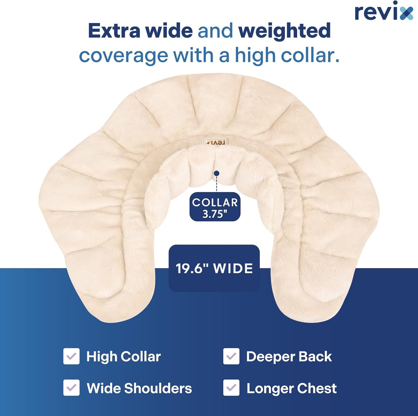 REVIX Heated Neck Wrap Microwave Heating Pad for Neck and Shoulders Pain Relief, Weighted Neck Warmer Microwavable with Miost Heat, Unscented
