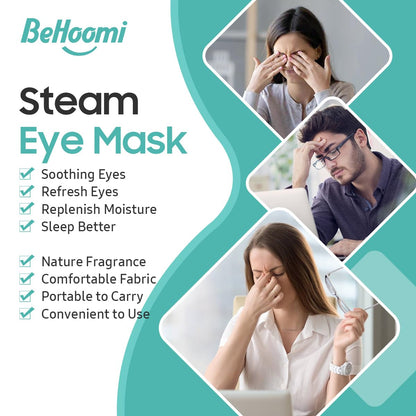 BeHoomi 20 Packs Steam Eye Mask, Heated Eye Mask Warm Compress for Eyes, Disposable Self Heating Steam Mask for Home, Sleep, Spa, Travel Essentials & Relaxation Gifts for Women (Lavender)