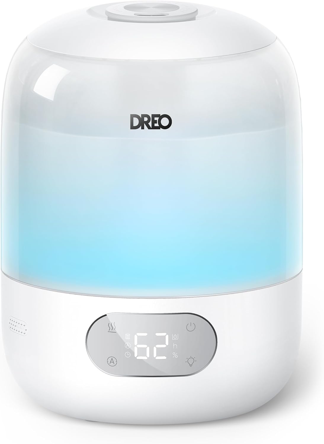 DREO Humidifiers for Bedroom, 3L Top Fill 30H & 26dB Quiet Runtime for Large Room, Cool Mist Ultrasonic Humidifier with Humidity Sensor, Night Light for Home, Baby, Nursery, Plants, 360° Nozzle, Black
