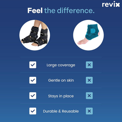 REVIX Ankle Ice Pack Wrap for Foot Pain Relief and Feet Injuries, Reusable Gel Ice Cold Packs for Achilles Tendonitis, Plantar Fasciitis, Sprained Ankles and Heels