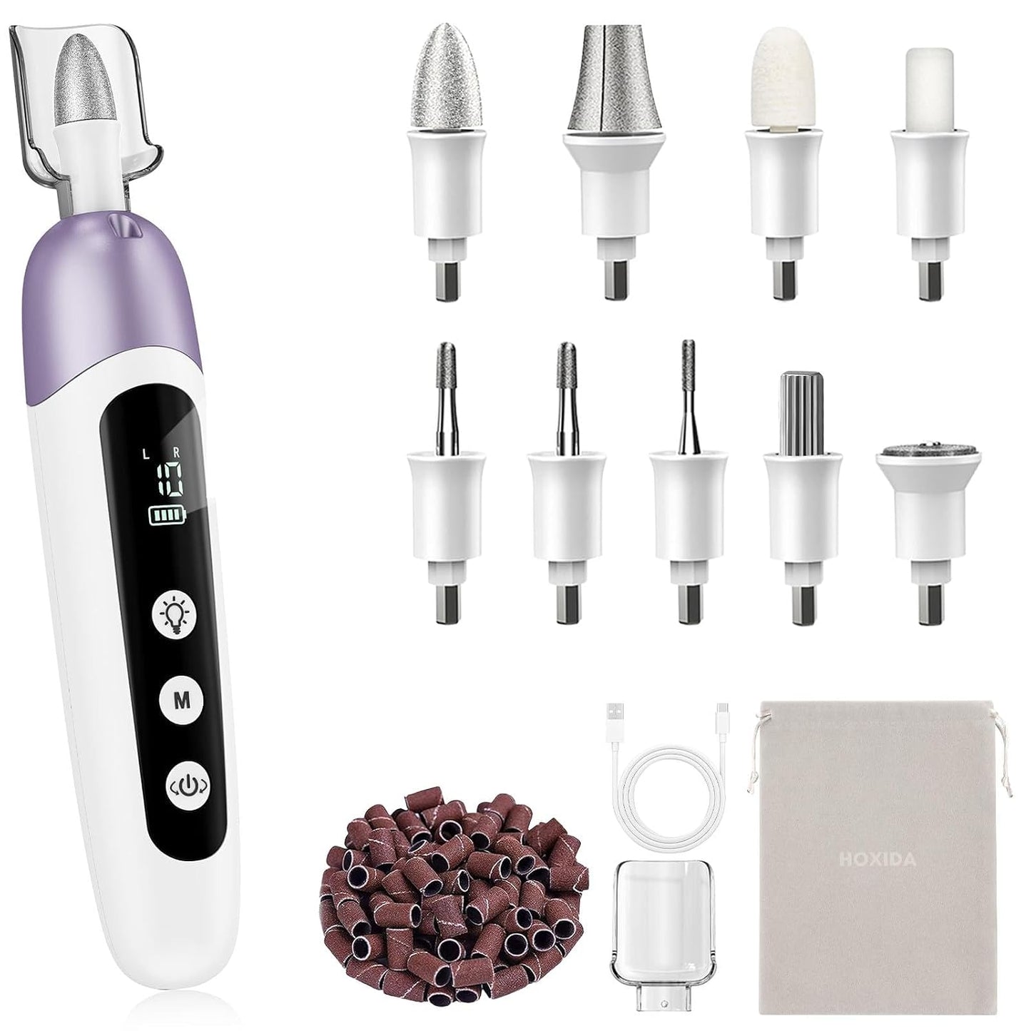Cordless Electric Nail File Set, Professional Manicure Pedicure Kit with Memory Modes, 10 Speed Portable Nail Drill Machine, Pedicure Tools for feet, Hand Foot Care Tool for Thick Nail Toenail Cuticle