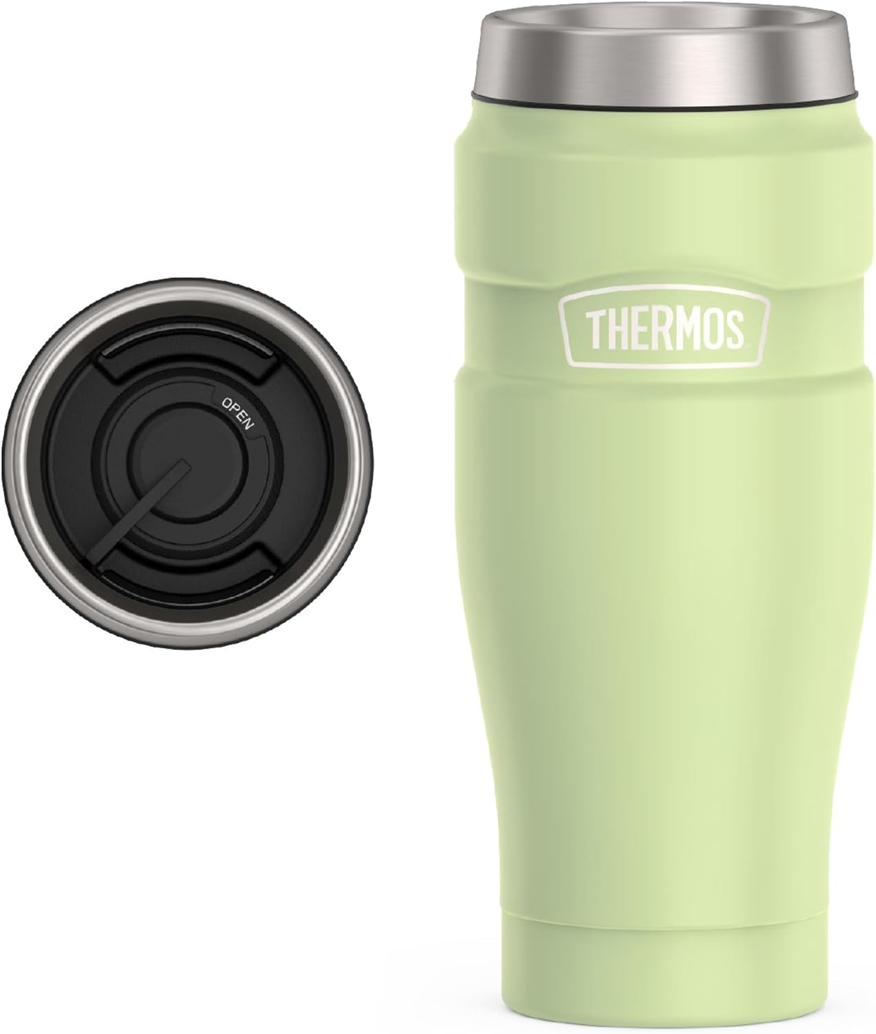 THERMOS Stainless King Vacuum-Insulated Travel Tumbler, 16 Ounce, Matte Steel