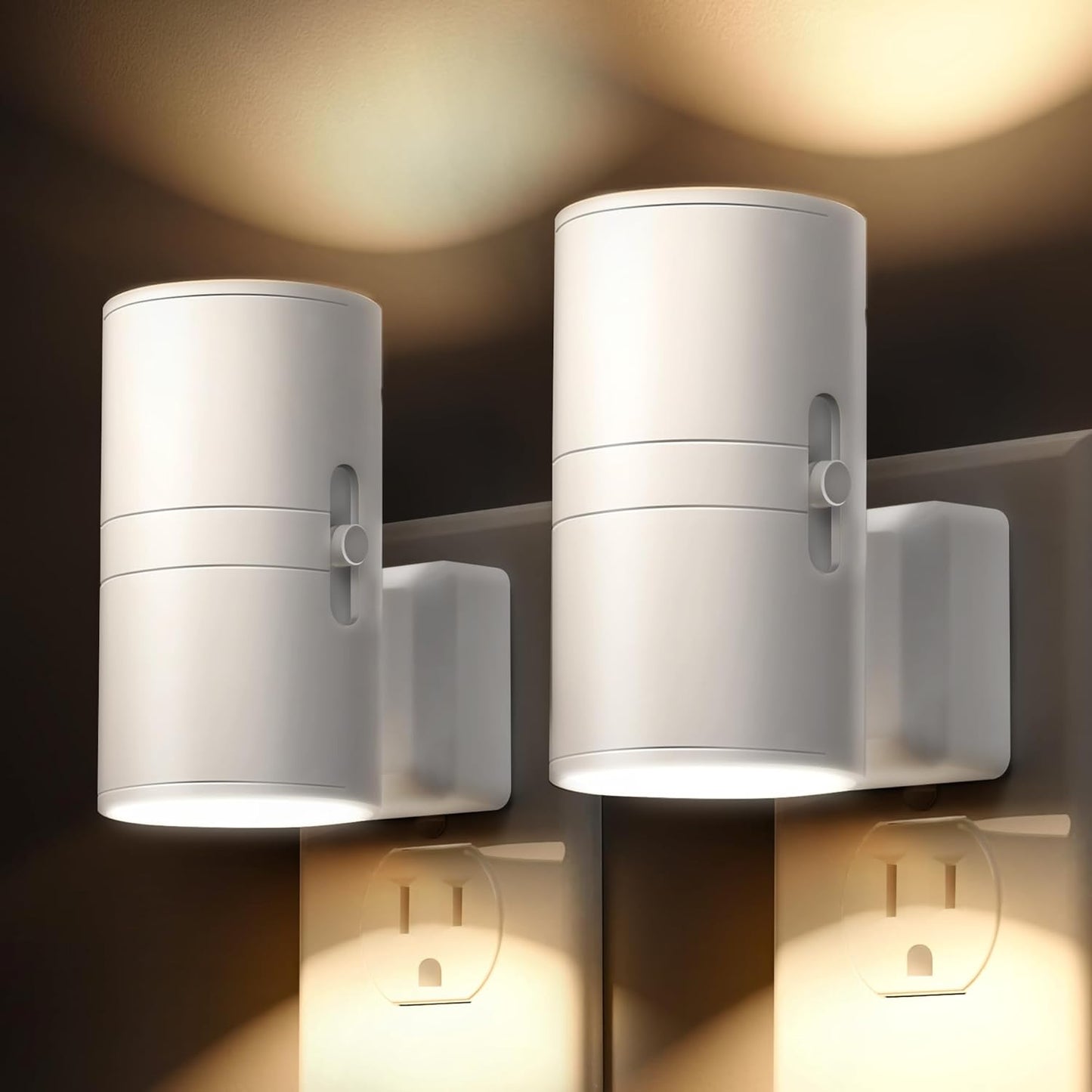 L LOHAS LED Night Light, Amber Nightlight, Dimmable Night Light 100LM, Light Sensor, Yellow Nightlight, Sleep Light for Kids, Soft & Warm Light for Bedroom, Hallway, Bathroom, 2 Pack