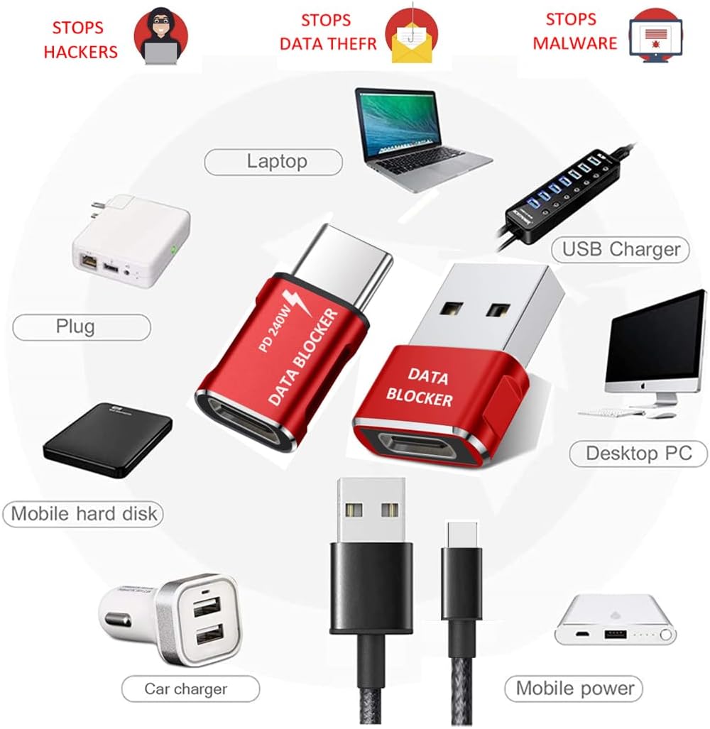 Data Blocker, USB C Data Blocker Protect Against Juice Jacking (3-Pack)