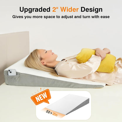 Vekkia 34" Extra-Long Wedge Pillow, 5.5" Bed Wedge Pillow for Sleeping,Gray