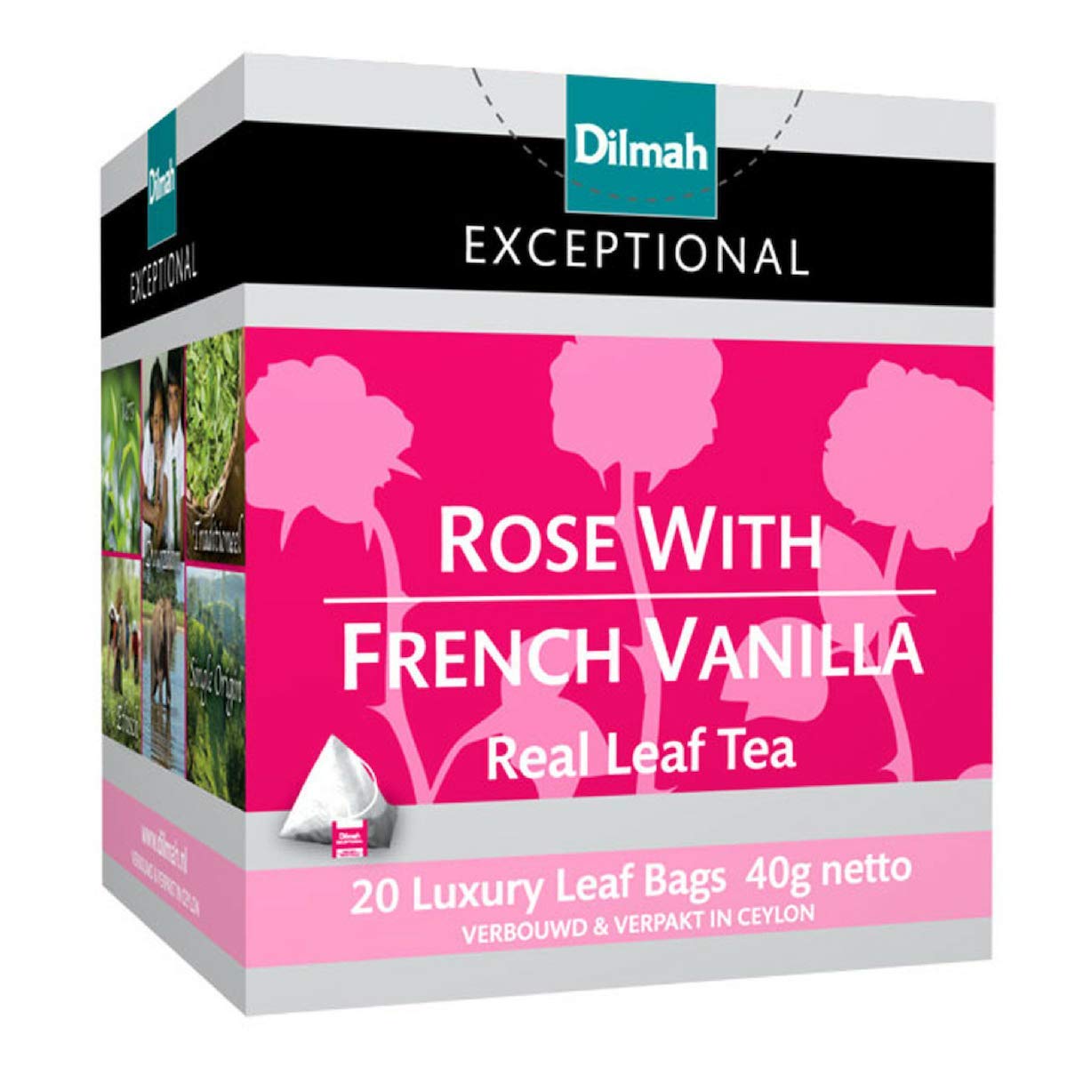Dilmah Rose with French Vanilla Tea 20 Luxury Tea Bags - Dilmah Exceptional Real Leaf Tea Pure Ceylon French Vanilla