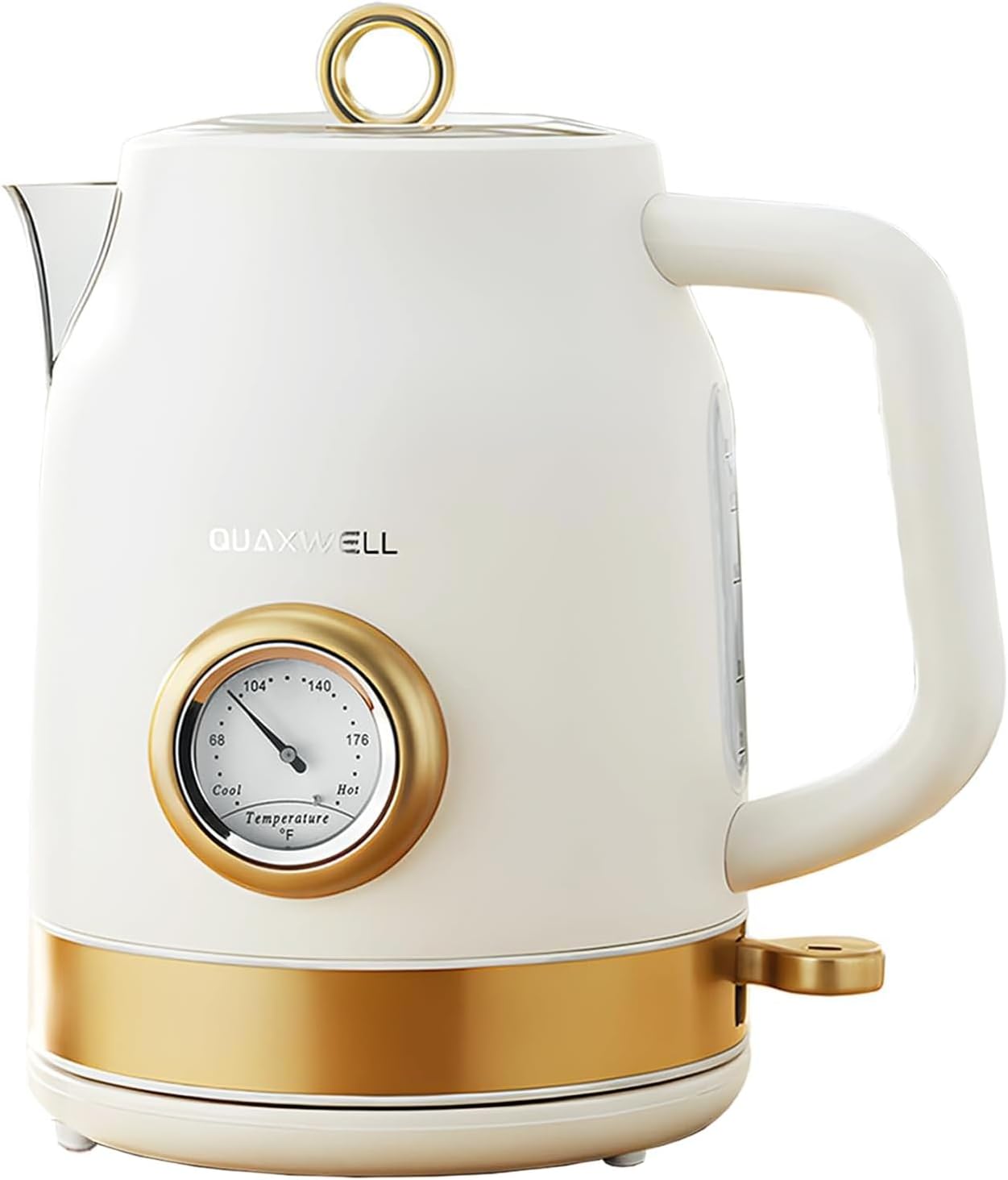 Retro Electric Tea Kettle, 1.7L, Matte White and Gold