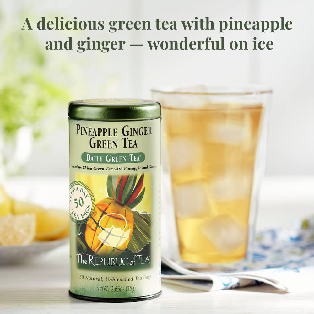 The Republic of Tea Daily Green Pineapple Ginger Green Tea, 50 Ct