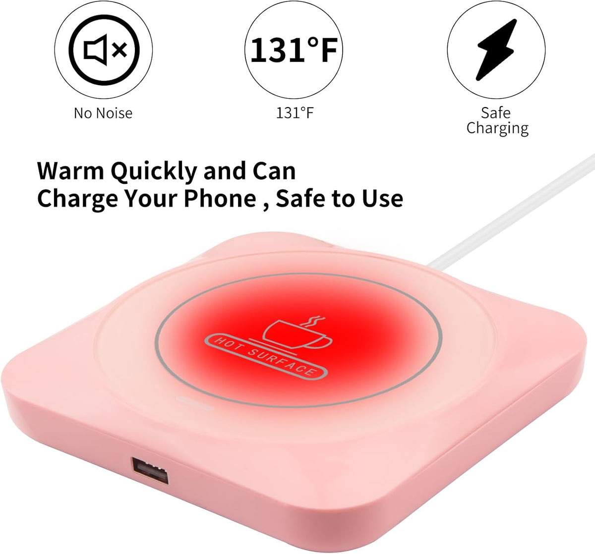 Coffee Mug Warmer, Smart USB Coffee Cup Warmer with Pressure-Induced Auto On/Off, Coffee Accessories for Home Office Desk